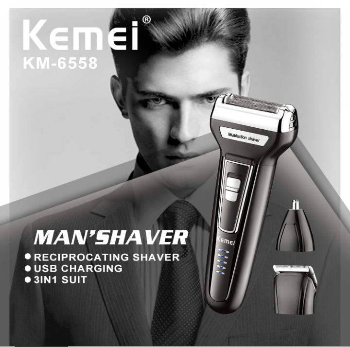 Kemei%203%20in%201%20Professional%20Shaving%20Machine%20Rechargeable%20Hair%20Clipper%20Trimmer%20&%20Shaver%20-%20Blue%20-%20KM%206333%20-%20Image%206