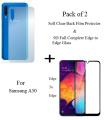 Samsung Galaxy A50 Full Black 9D5D6D10D11D21D Tempered Glass Screen Protector Full Glue Edge To Edge + Back Clear Jelly Protector Soft Film Protection Hydrogel Film Protector For Samsung Galaxy A50. 