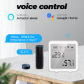SMATRUL - Temperature And Humidity Sensor - Wifi Smart Home - Indoor Hygrometer Alarm - LCD Display - for Tuya Alexa Google Home. 