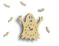 Ghost Wall Clock with Flying Bats Around, 3D Laser Cut Ghost Wall Clock for Kids. 