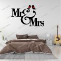 Zecor Gallery Mr. & Mrs. Wall Sticker for Bedroom Living Premium Waterproof DIY Self-Adhesive Vinyl Decal for Home Decor. 