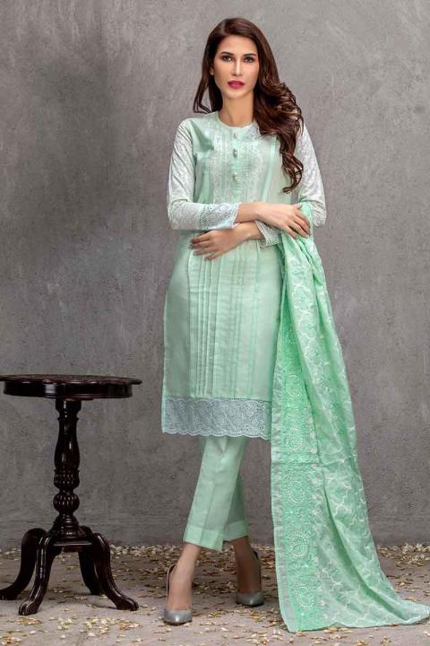 GA - GA - Gul Ahmed-Summer Collection 2019  L.Green Lawn-3 PC Unstitched-CL-599 A -195597"