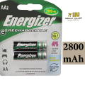 Energizer - 100% Original Rechargeable Battery Cells AA 2800 mAh - with battery storage box for high attrain devices - For Cameras, Toys, Shaver, Gaming Controls, Flashlight, Microphones - Lock Box - Pack of 2. 