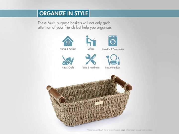 ADO%20Basics%20Seagrass%20Hand%20Woven%20Basket%20with%20Stain%20Resistant%20Polished%20Wooden%20Handles,%20Toilet%20Paper%20Storage%20Wicker%20Baskets%2012"%20Length,%206.29"%20Width,%204.25%20Height,%20Tokri%20-%20Image%205