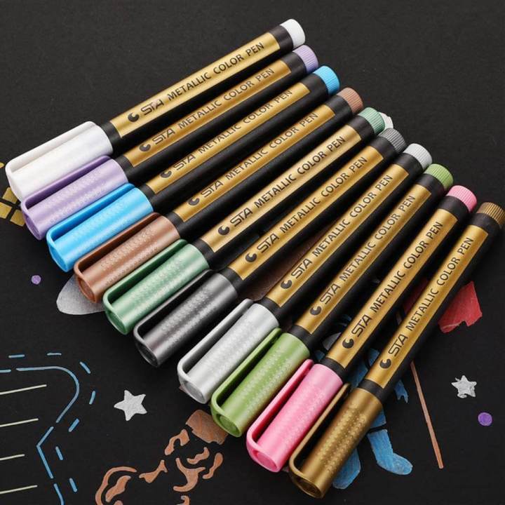 10%20Pcs%20STA%20Permanent%20Metallic%20Paint%20Marker%20Set%20For%20Black%20Paper,%20Card%20Making,%20Scrapbooking%20Crafts,%20Rock%20Painting,%20Metal,%20Ceramic,%20Glass%20-%20Image%203