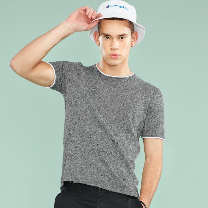 Giordano men t-shirts casual tops linen-cotton tshirt knitted tee minimalism solid short sleeve crewneck 01059205