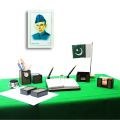 Office Desk Accessories Deal With Table Set, Flag Marble Large, Pin Cushions Silver, Quaid-E- Azam Frame, Desk Pen No.612 - Assorted, 8 Pcs Senator Table Set # 11w. 