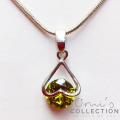 Zircon Stone Heart Green Locket Pendant Necklace For Women Girls Silver Jewelry with Box. 