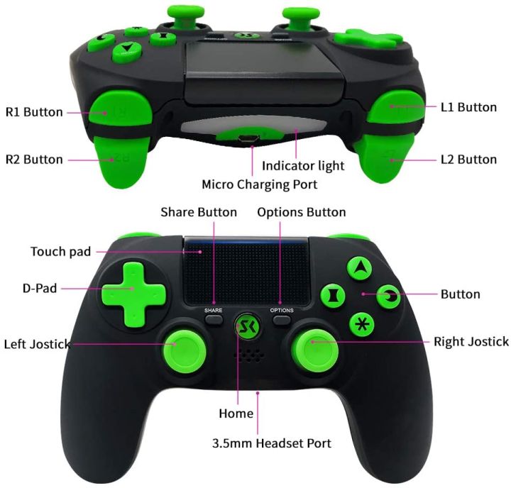 Wireless%20Controllers%20for%20PS4%20for%20PlayStation%204%20Controller%20Double%20Vibration%20Controller%20for%20PlayStation%204/%20Pro/%20Slim%20with%20Bluetooth,%20Six-Axis%20Gamepads%20Joystick(%20Black)%20-%20Image%204